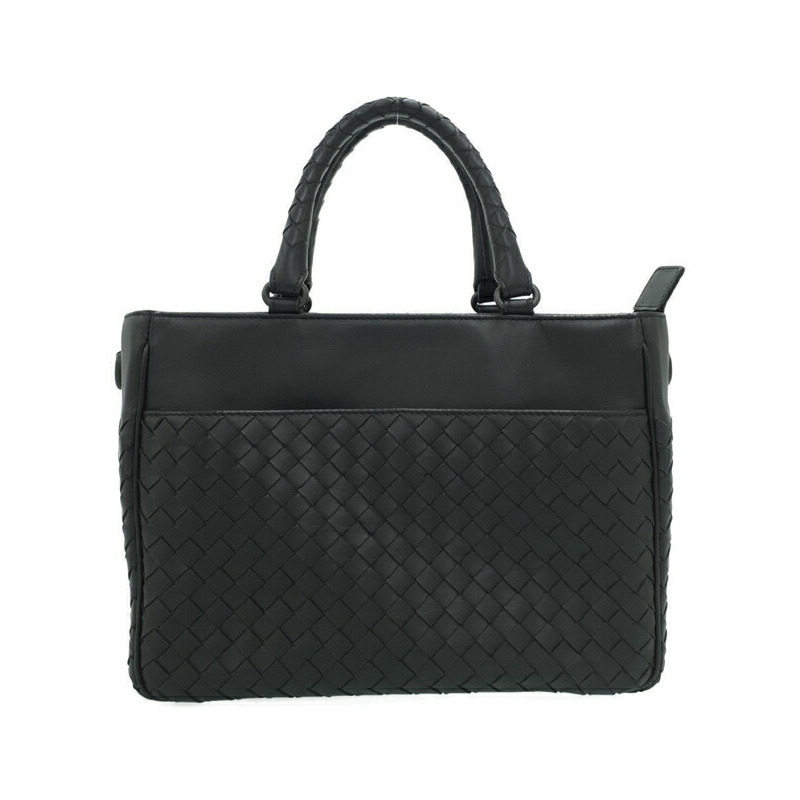 Bottega Veneta Intrecciato Woven Leather Handbag Black